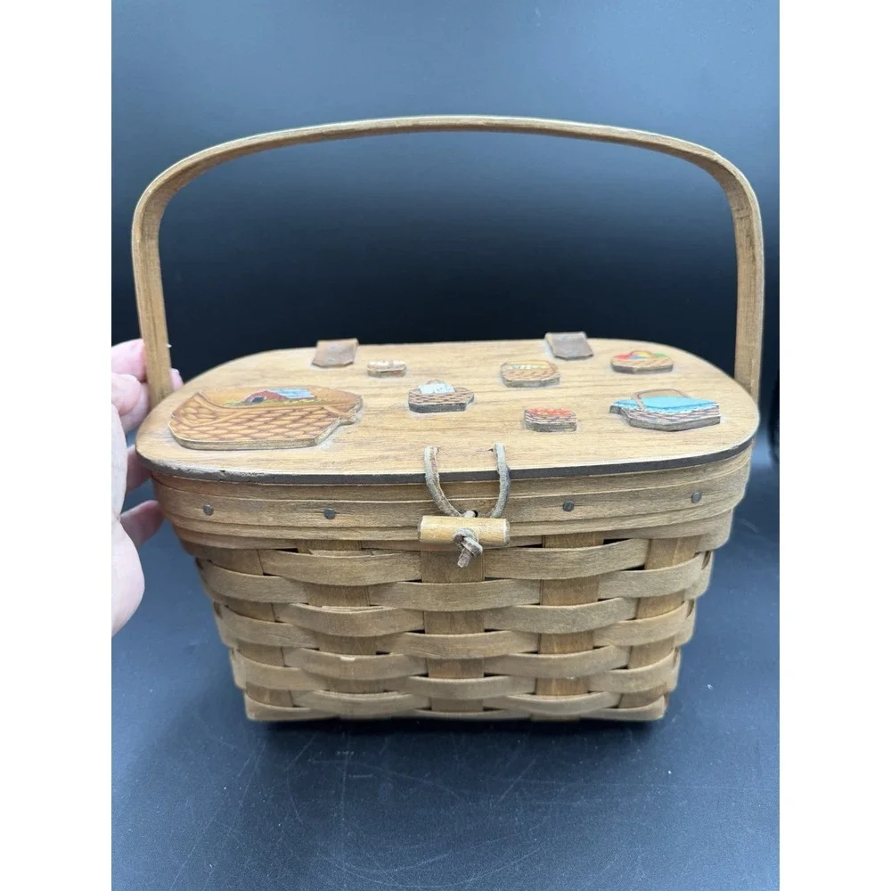 Longaberger 1984 Small Purse Basket 👜🧺 w/ Protector & Basket Accents on Lid